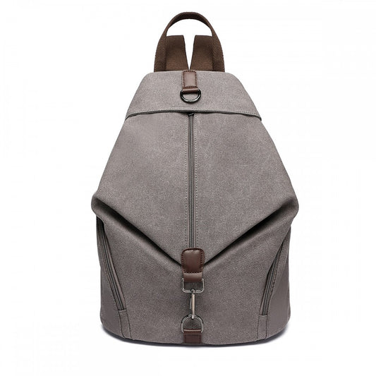 EB2044 - KONO FASHION ANTI-THEFT CANVAS BACKPACK - GREY - The Baggage Shop