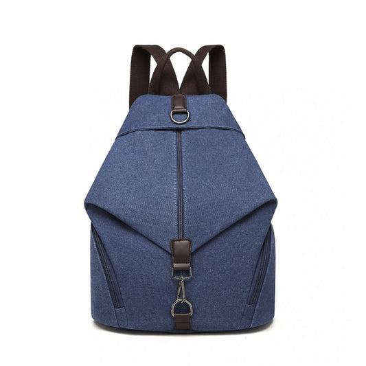 EB2044 - KONO FASHION ANTI-THEFT CANVAS BACKPACK - NAVY - The Baggage Shop