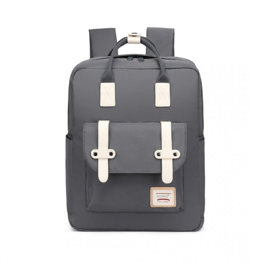 EB2211 - KONO CASUAL DAYPACK LIGHTWEIGHT BACKPACK TRAVEL BAG - GREY - The Baggage Shop