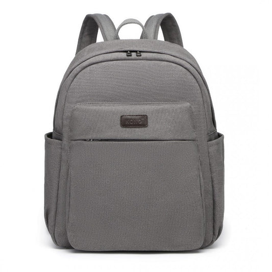 EB2234 - KONO CANVAS LIGHTWEIGHT CASUAL SCHOOL BACKPACK - GREY - The Baggage Shop