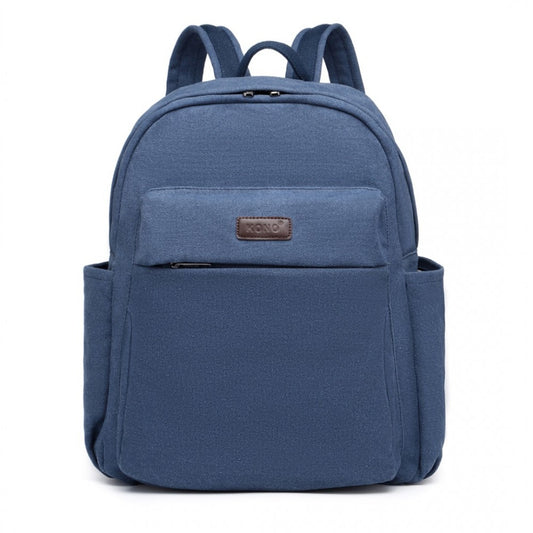 EB2234 - KONO CANVAS LIGHTWEIGHT CASUAL SCHOOL BACKPACK - NAVY - The Baggage Shop