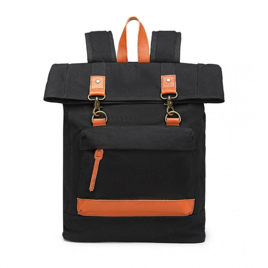 EB2303 - KONO LARGE CAPACITY CANVAS CASUAL TRAVEL BACKPACK - BLACK - The Baggage Shop