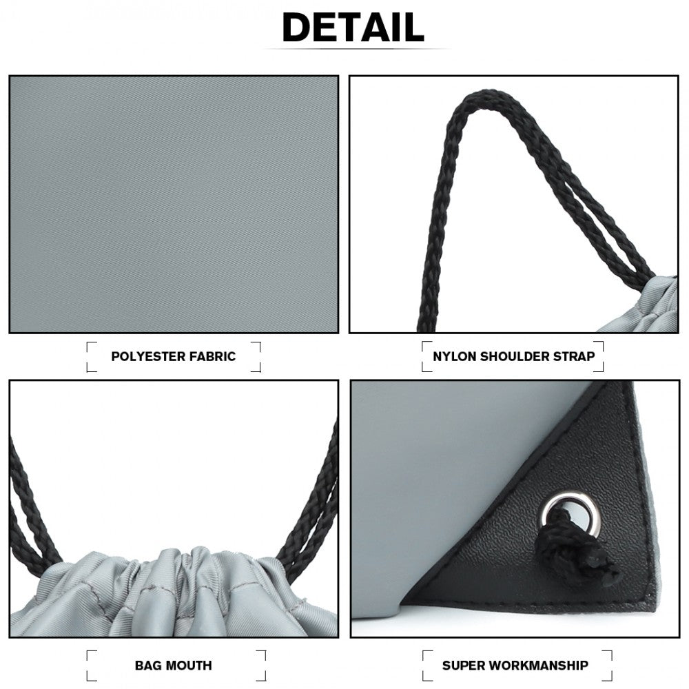 S2020 - KONO POLYESTER DRAWSTRING BACKPACK - GREY - The Baggage Shop