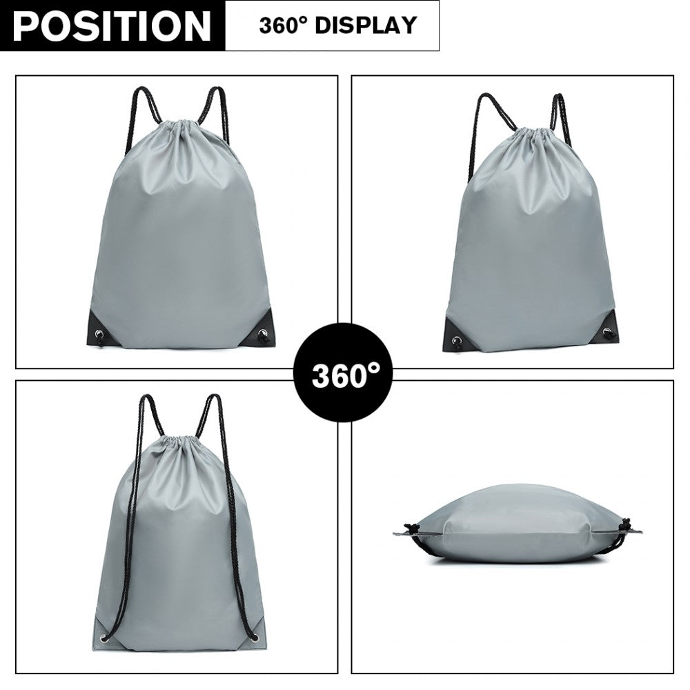 S2020 - KONO POLYESTER DRAWSTRING BACKPACK - GREY - The Baggage Shop
