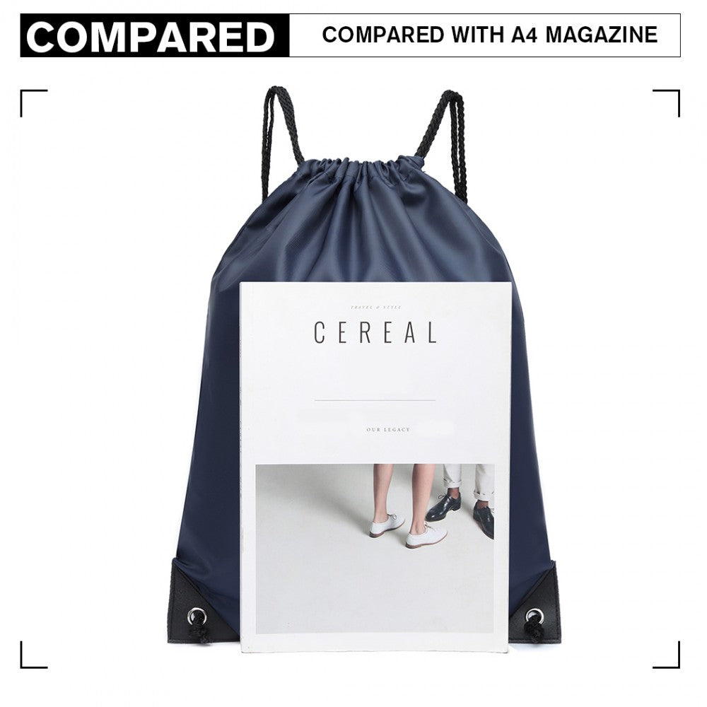 S2020 - KONO POLYESTER DRAWSTRING BACKPACK - NAVY - The Baggage Shop