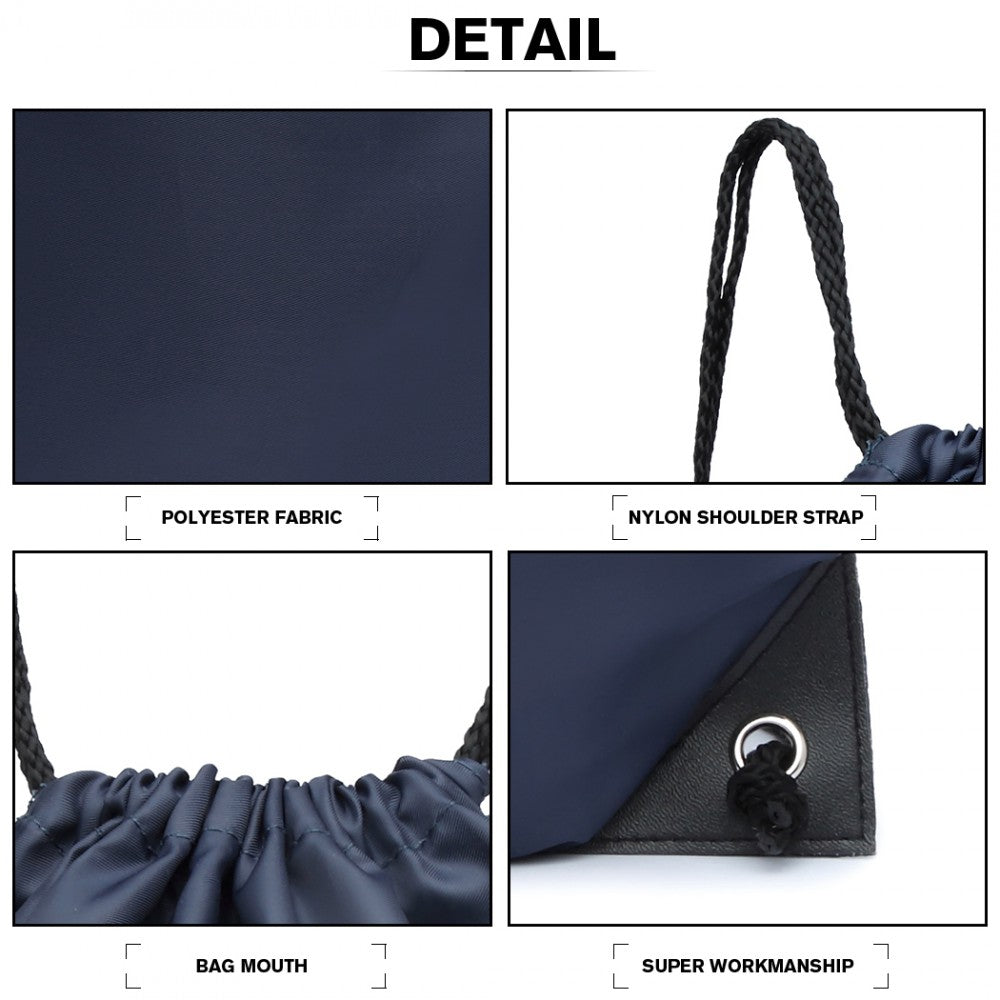 S2020 - KONO POLYESTER DRAWSTRING BACKPACK - NAVY - The Baggage Shop
