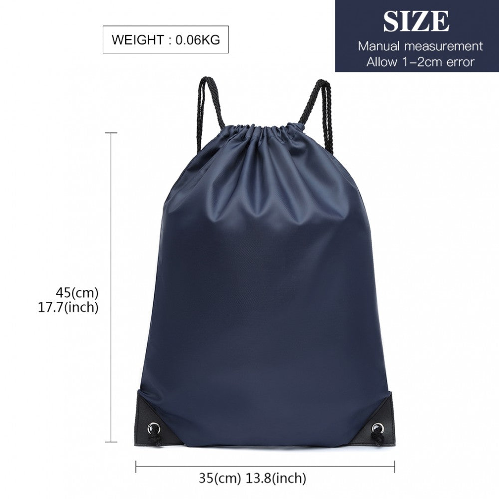 S2020 - KONO POLYESTER DRAWSTRING BACKPACK - NAVY - The Baggage Shop