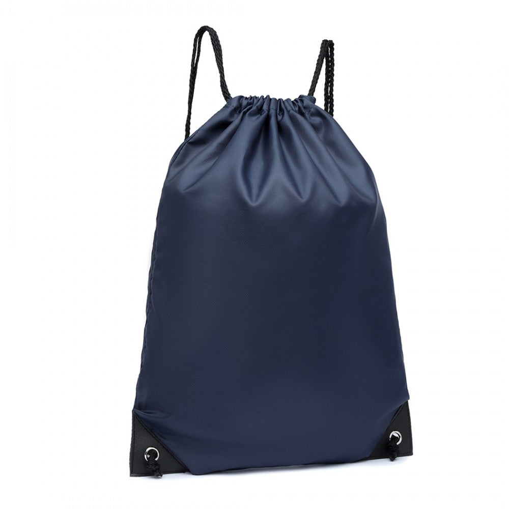 S2020 - KONO POLYESTER DRAWSTRING BACKPACK - NAVY - The Baggage Shop