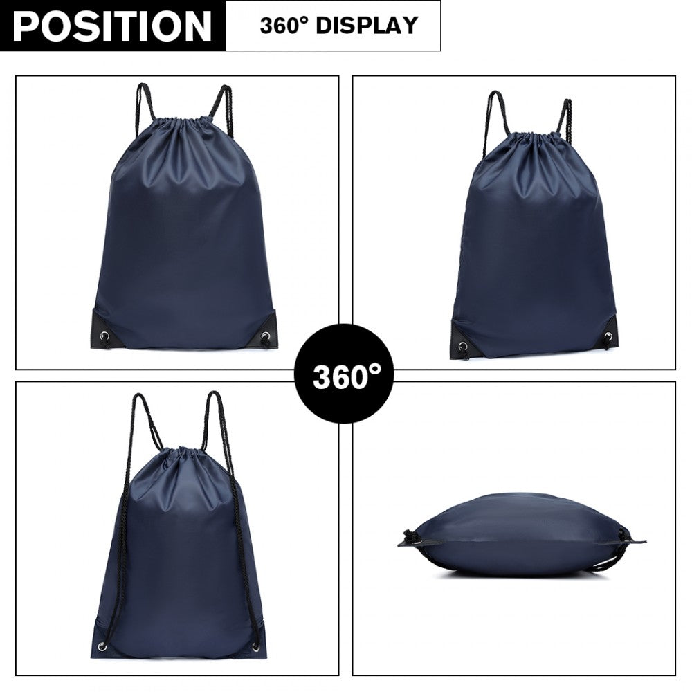 S2020 - KONO POLYESTER DRAWSTRING BACKPACK - NAVY - The Baggage Shop