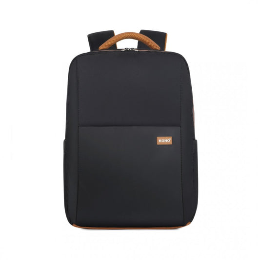 BPK2433 - KONO WATER-RESISTANT LAPTOP BACKPACK WITH USB CHARGING BUSINESS RUCKSACK FOR TRAVEL COMMUTER FEATURES INCLUDES MATCHING POUCH 2 PC SET - BLACK AND BROWN - The Baggage Shop