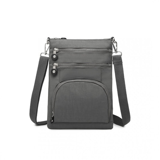 EB2228 - KONO CASUAL MULTI POCKET RFID BLOCKING CROSS BODY BAG - GREY - The Baggage Shop