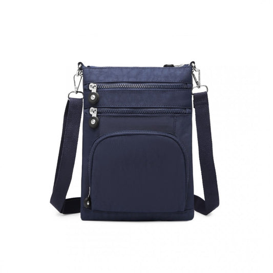 EB2228 - KONO CASUAL MULTI POCKET RFID BLOCKING CROSS BODY BAG - NAVY - The Baggage Shop