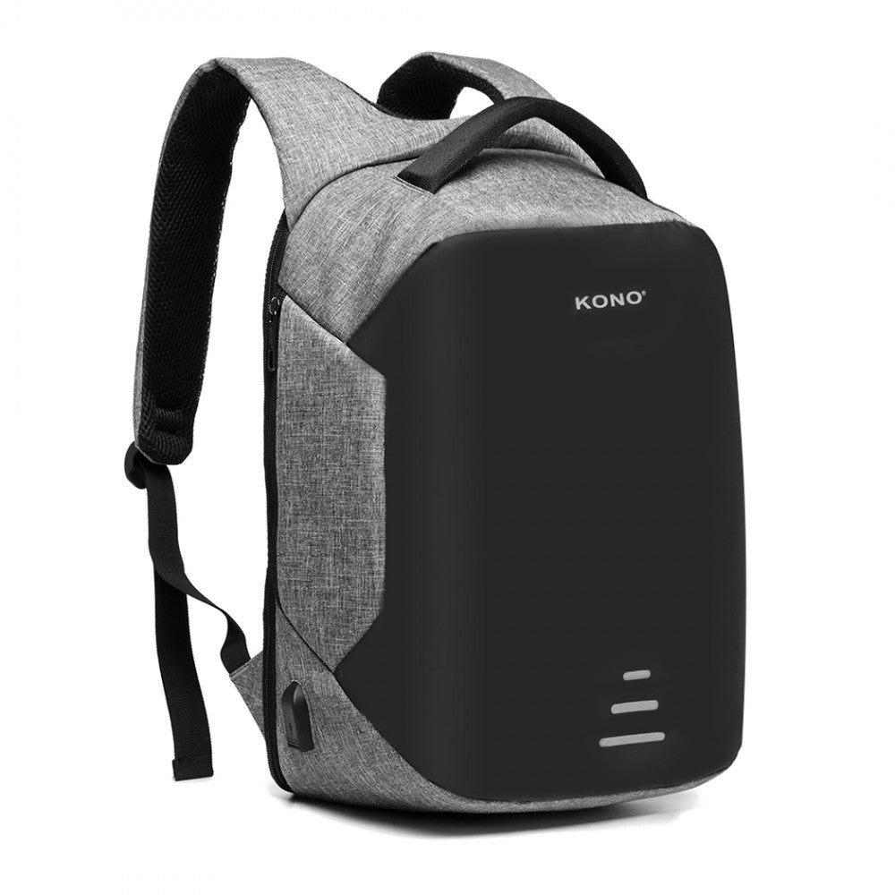 E1946 - KONO REFLECTIVE USB CHARGING INTERFACE BACKPACK - GREY - The Baggage Shop