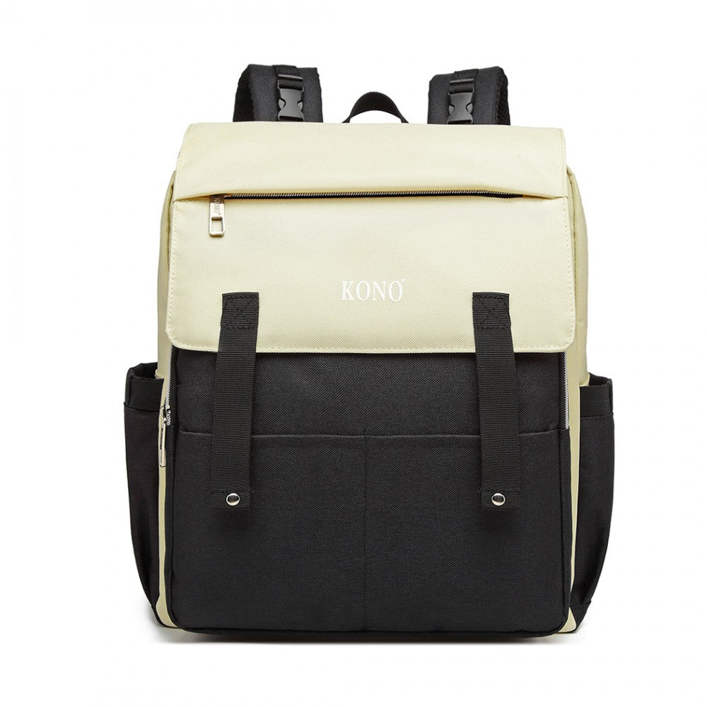 E1970 - KONO MULTI COMPARTMENT BABY CHANGING BACKPACK WITH USB CONNECTIVITY - BLACK - The Baggage Shop