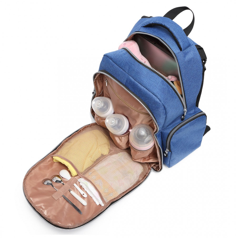 E6706 - KONO LARGE CAPACITY MULTI FUNCTION BABY DIAPER BACKPACK - BLUE - The Baggage Shop