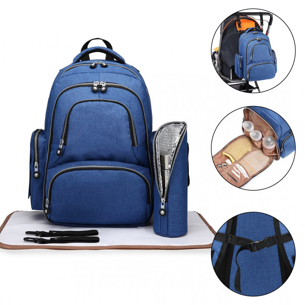 E6706 - KONO LARGE CAPACITY MULTI FUNCTION BABY DIAPER BACKPACK - BLUE - The Baggage Shop