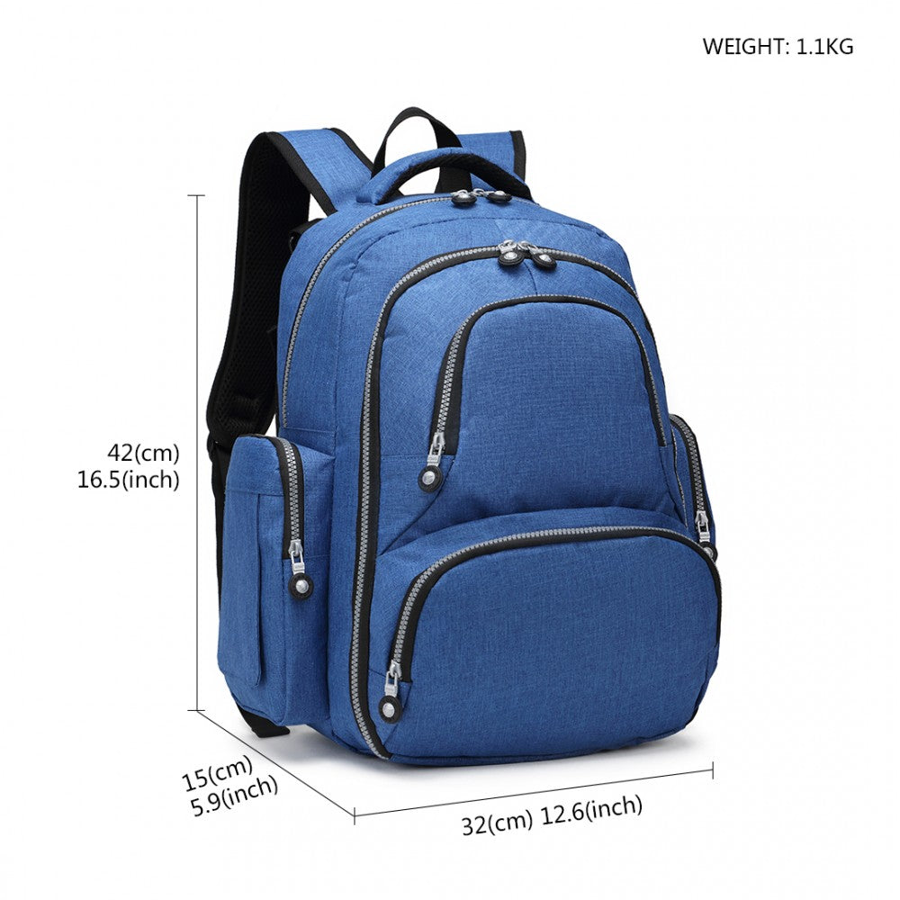 E6706 - KONO LARGE CAPACITY MULTI FUNCTION BABY DIAPER BACKPACK - BLUE - The Baggage Shop