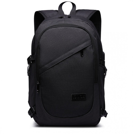 E6715 - KONO BUSINESS LAPTOP BACKPACK WITH USB CHARGING PORT - BLACK - The Baggage Shop