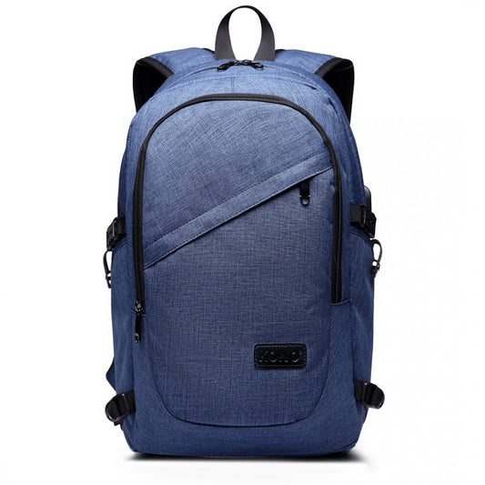 E6715 - KONO BUSINESS LAPTOP BACKPACK WITH USB CHARGING PORT - BLUE - The Baggage Shop