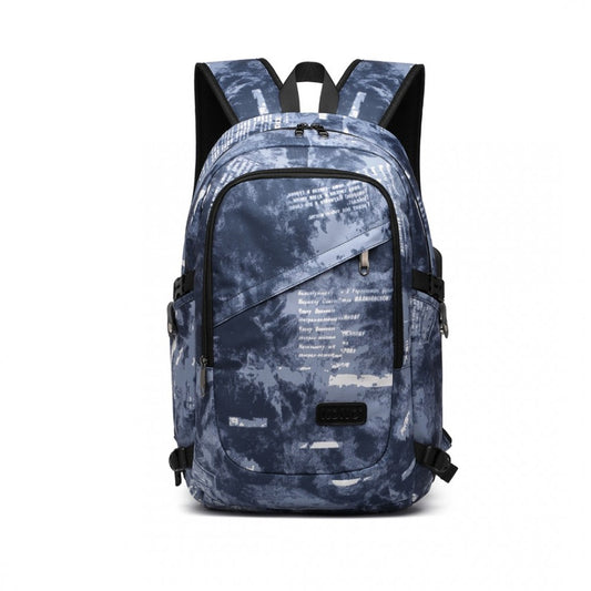 E6715 - KONO BUSINESS LAPTOP BACKPACK WITH USB CHARGING PORT - CLOUDY BLUE - The Baggage Shop