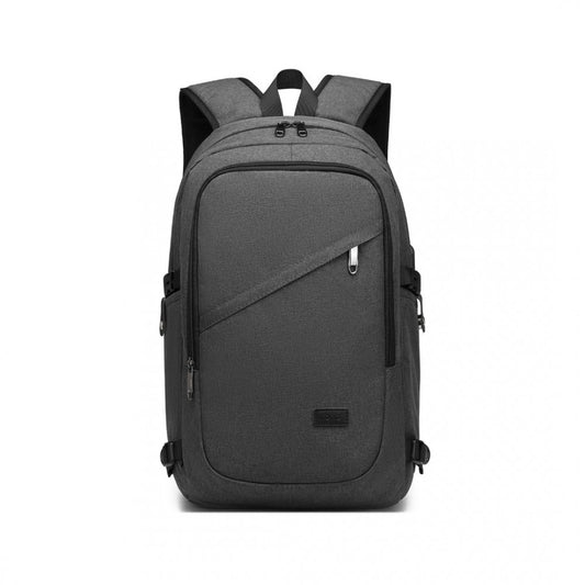 E6715 - KONO BUSINESS LAPTOP BACKPACK WITH USB CHARGING PORT - DARK GREY - The Baggage Shop