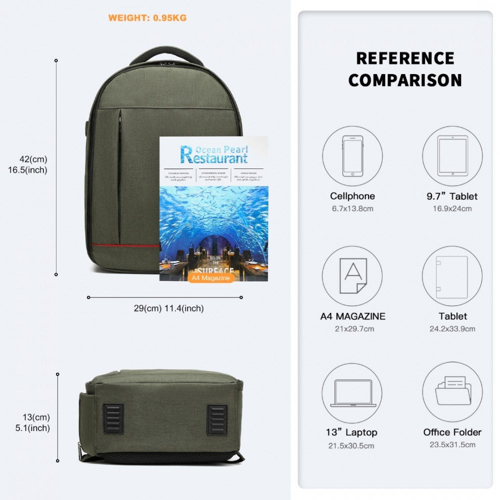 E6928 - KONO WATER RESISTANT SHOCKPROOF DSLR CAMERA BACKPACK - GREEN - The Baggage Shop