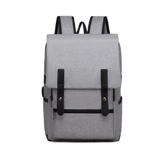 EG2032 - KONO SMART PRACTICAL BACKPACK WITH USB CHARGABLE INTERFACE - GREY - The Baggage Shop