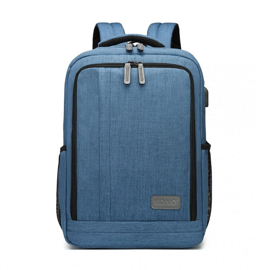 EM2111S - KONO MULTI-COMPARTMENT BACKPACK WITH USB PORT - BLUE - The Baggage Shop