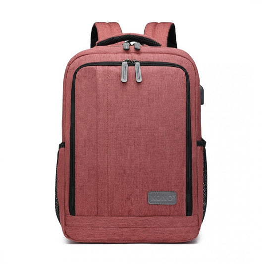 EM2111S - KONO MULTI-COMPARTMENT BACKPACK WITH USB PORT - CLARET - The Baggage Shop