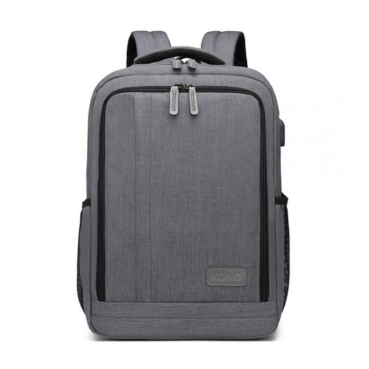 EM2111S - KONO MULTI-COMPARTMENT BACKPACK WITH USB PORT - GREY - The Baggage Shop