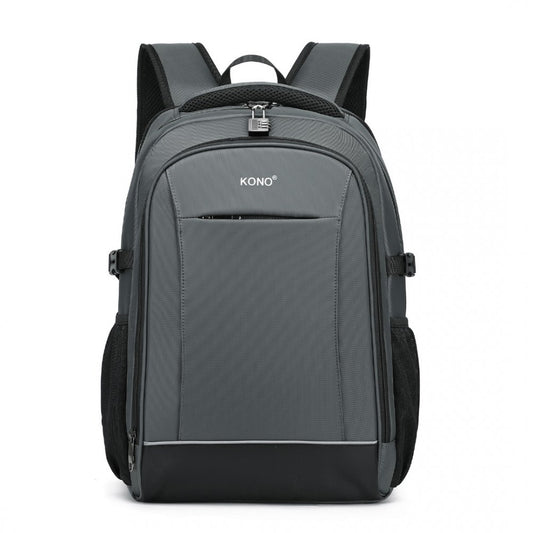 EM2130 - KONO FUNCTIONAL TRAVEL BACKPACK WITH USB CHARGING PORT - GREY - The Baggage Shop