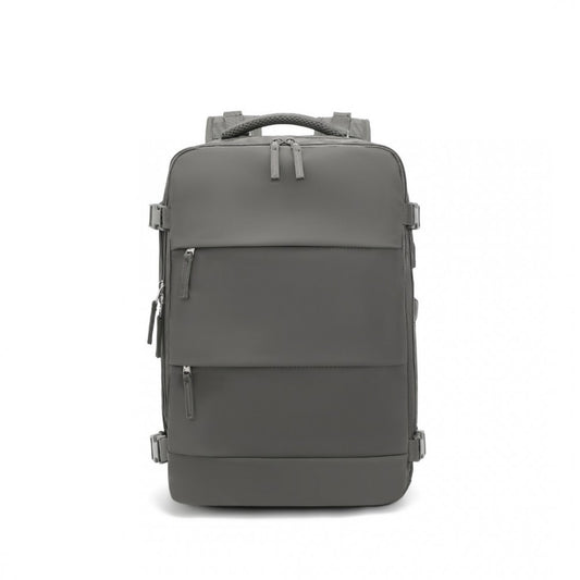 EQ2344 - KONO MULTI-FUNCTIONAL BREATHABLE TRAVEL BACKPACK WITH USB CHARGING PORT AND SEPARATE SHOE COMPARTMENT - GREY - The Baggage Shop