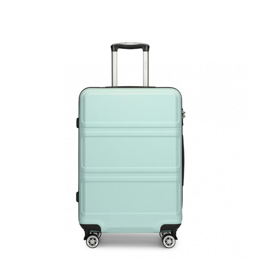 K1871-1L - KONO ABS 24 INCH SCULPTED HORIZONTAL DESIGN SUITCASE - MINT GREEN - The Baggage Shop