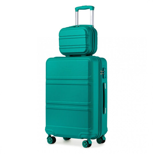K1871-1L - KONO ABS 4 WHEEL SUITCASE SET WITH VANITY CASE - TEAL - The Baggage Shop