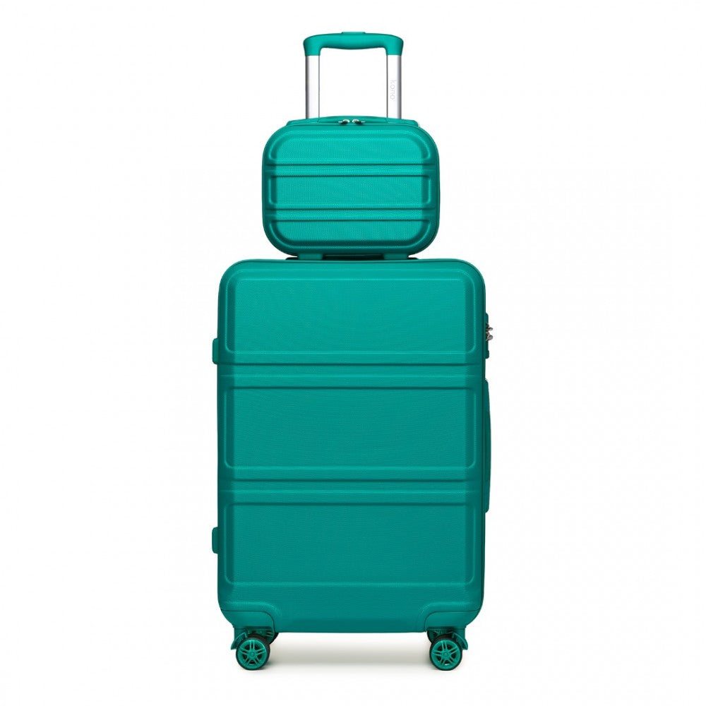 K1871-1L - KONO ABS 4 WHEEL SUITCASE SET WITH VANITY CASE - TEAL - The Baggage Shop