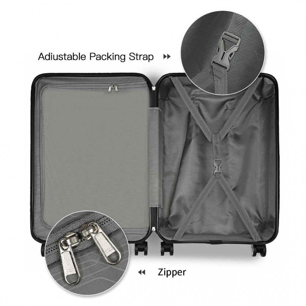 K1871-1L - KONO ABS SCULPTED HORIZONTAL DESIGN 3 PIECE SUITCASE SET - MINT GREEN - The Baggage Shop