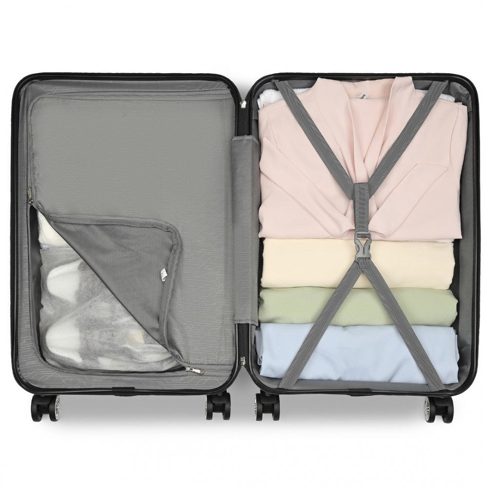K1871-1L - KONO ABS SCULPTED HORIZONTAL DESIGN 3 PIECE SUITCASE SET - MINT GREEN - The Baggage Shop