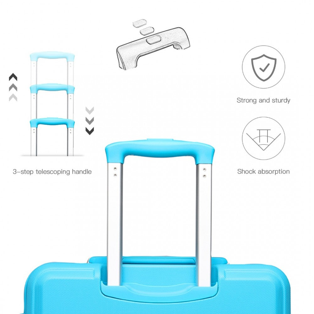 K1871-1L - KONO ABS SCULPTED HORIZONTAL DESIGN 4 PCS SUITCASE SET WITH VANITY CASE - BLUE - The Baggage Shop