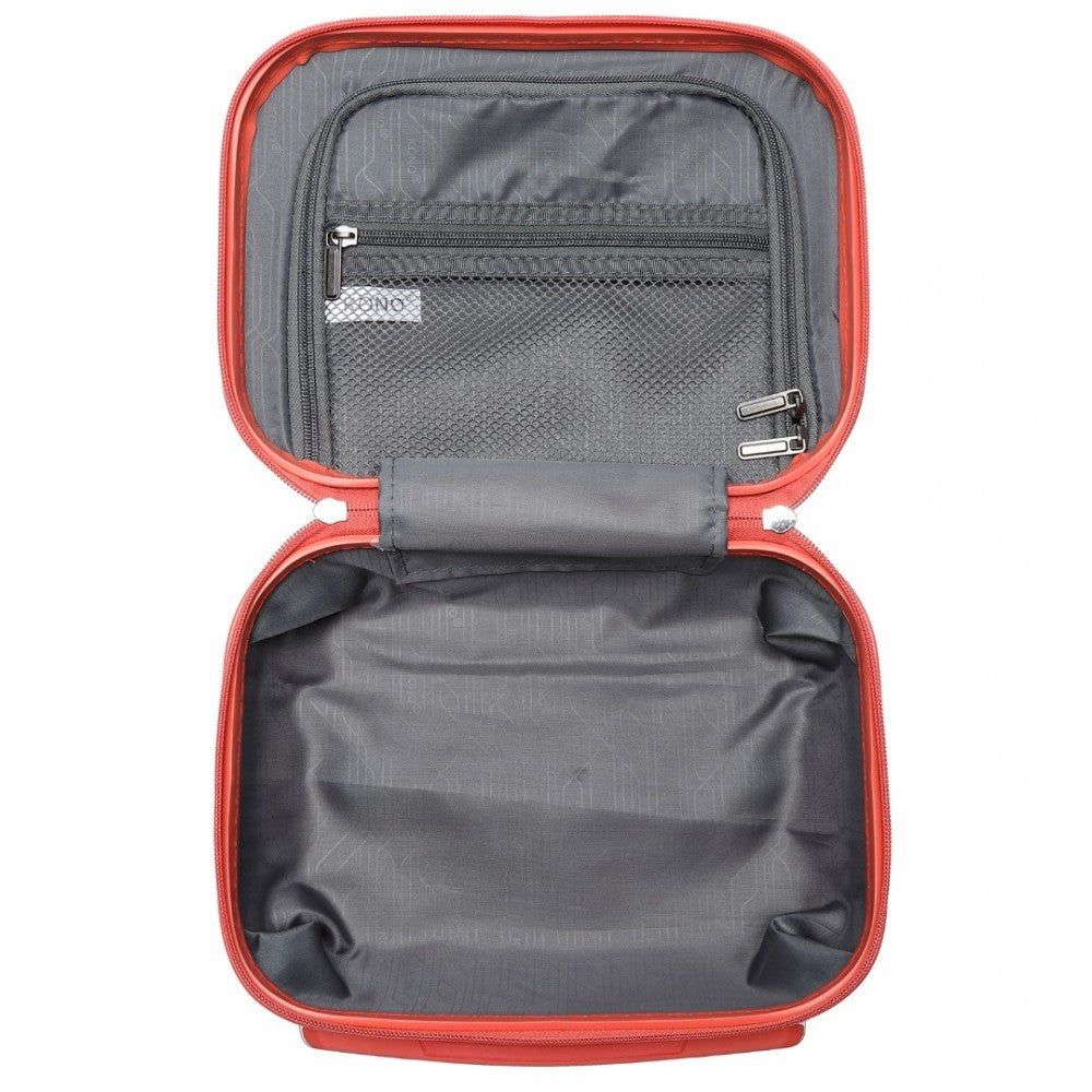 K1871-1L - KONO ABS SCULPTED HORIZONTAL DESIGN 4 PCS SUITCASE SET WITH VANITY CASE - CORAL - The Baggage Shop