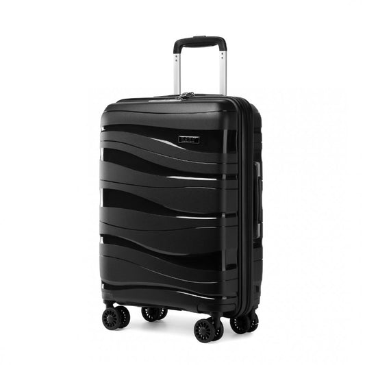 K2094L - KONO 28 INCH LIGHTWEIGHT POLYPROPYLENE HARD SHELL SUITCASE WITH TSA LOCK - BLACK - The Baggage Shop
