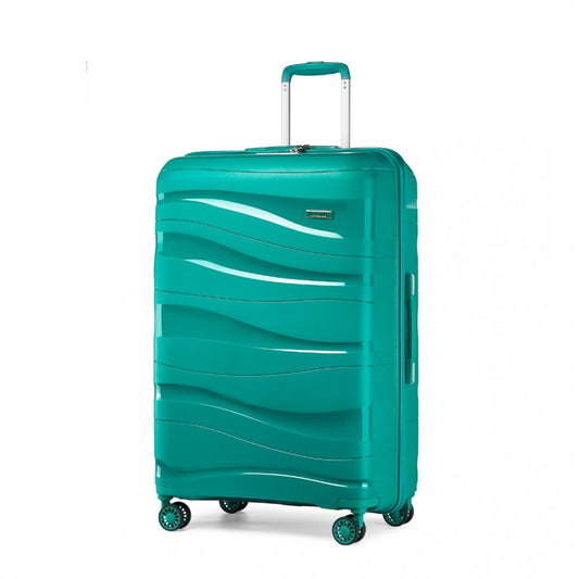 K2094L - KONO 24 INCH LIGHTWEIGHT POLYPROPYLENE HARD SHELL SUITCASE WITH TSA LOCK - TEAL - The Baggage Shop