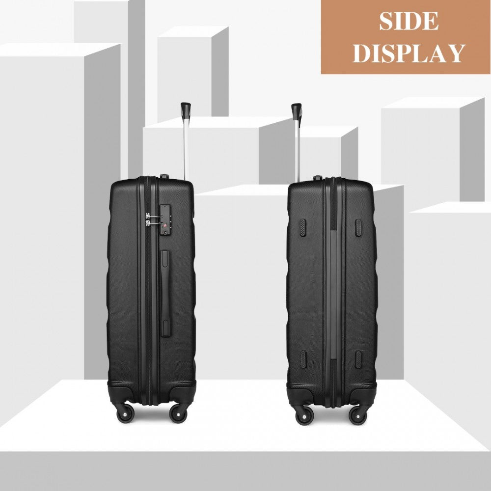 K2191L - KONO 28 INCH CHECK IN LUGGAGE - STREAMLINED ABS HARDSHELL SUITCASE WITH SECURE TSA LOCK - BLACK - The Baggage Shop