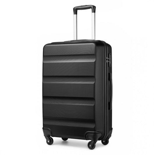 K2191L - KONO 28 INCH CHECK IN LUGGAGE - STREAMLINED ABS HARDSHELL SUITCASE WITH SECURE TSA LOCK - BLACK - The Baggage Shop