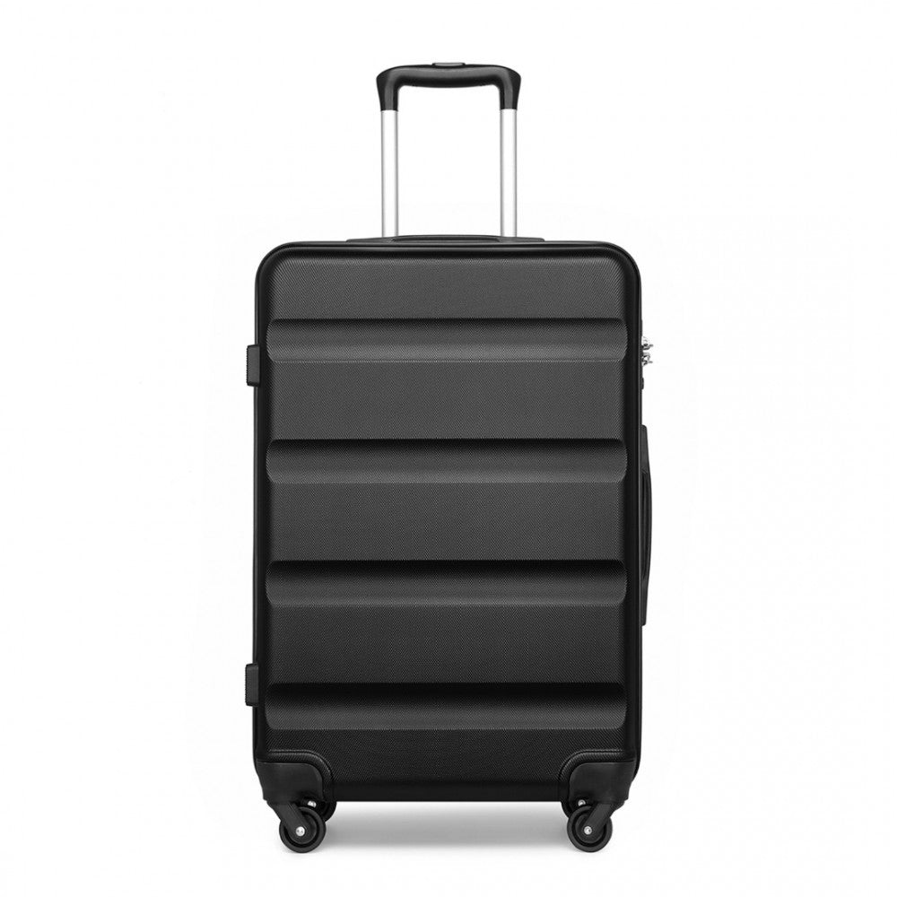 K2191L - KONO 28 INCH CHECK IN LUGGAGE - STREAMLINED ABS HARDSHELL SUITCASE WITH SECURE TSA LOCK - BLACK - The Baggage Shop