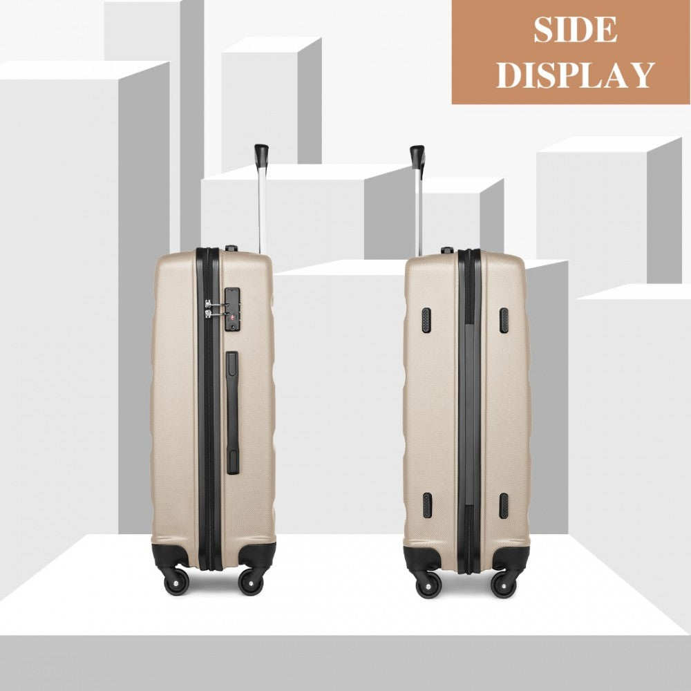 K2191L - KONO 3-PIECE LIGHTWEIGHT ABS HARDSHELL SUITCASE SET - 19, 24, 28 INCH WITH SECURE TSA LOCK - GOLD - The Baggage Shop