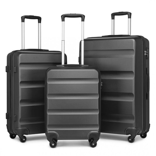 K2191L - KONO 3-PIECE LIGHTWEIGHT ABS HARDSHELL SUITCASE SET - 19, 24, 28 INCH WITH SECURE TSA LOCK - GREY - The Baggage Shop