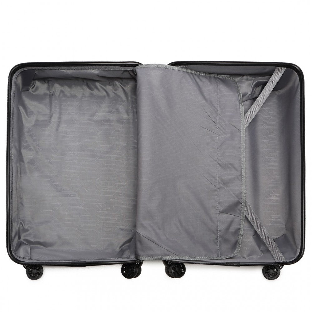K2292L - KONO LIGHTWEIGHT HARD SHELL ABS SUITCASE WITH TSA LOCK AND VANITY CASE 4 PIECE SET - BLACK - The Baggage Shop