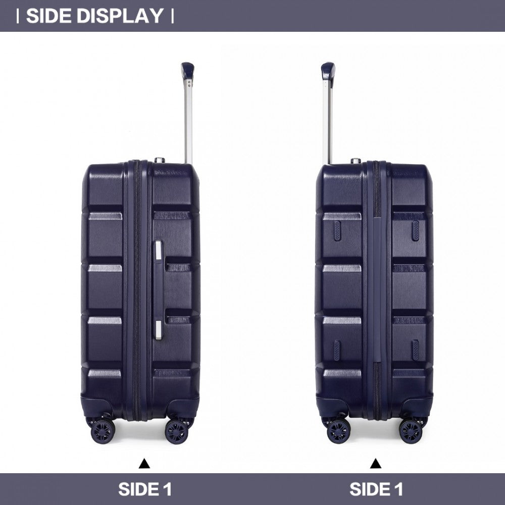 K2292L - KONO LIGHTWEIGHT HARD SHELL ABS SUITCASE WITH TSA LOCK AND VANITY CASE 4 PIECE SET - NAVY - The Baggage Shop