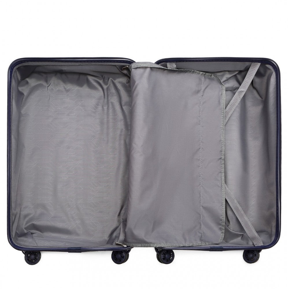 K2292L - KONO LIGHTWEIGHT HARD SHELL ABS SUITCASE WITH TSA LOCK AND VANITY CASE 4 PIECE SET - NAVY - The Baggage Shop
