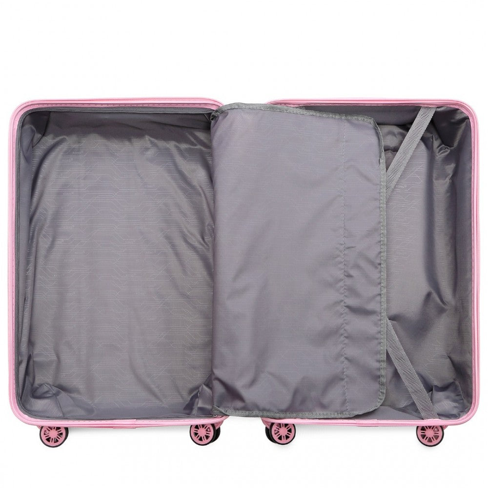 K2292L - KONO LIGHTWEIGHT HARD SHELL ABS SUITCASE WITH TSA LOCK AND VANITY CASE 4 PIECE SET - PINK - The Baggage Shop